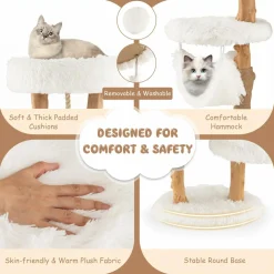 Tangkula Cat Tree for Indoor Cats, Solid Wood Modern Cat Tower with Cozy Top Perch