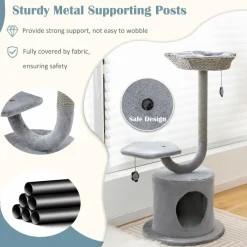 Tangkula Cat Tree for Indoor Cats, 42 Inch Cute Cat Tower with Curved Metal Supporting Frame