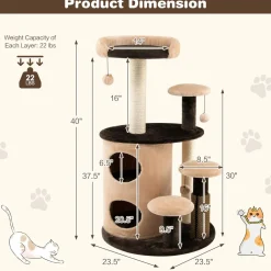 Tangkula Cat Tree for Indoor Cats, 40 Inch Multi-Level Cat Tower with Scratching Posts