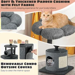 Tangkula Cat Tree for Indoor Cats, 35 Inch Small Cat Tower with Curved Metal Supporting Frame