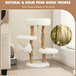 Tangkula Cat Tree for Indoor Cats, Solid Wood Modern Cat Tower with Cozy Top Perch