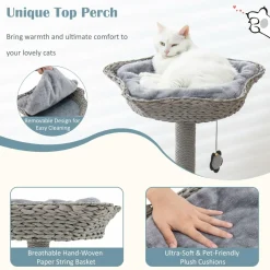 Tangkula Cat Tree for Indoor Cats, 42 Inch Cute Cat Tower with Curved Metal Supporting Frame