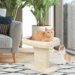Tangkula Cat Tree for Indoor Cats, 2-Tier Cat Tower with Top Perch & Sisal Scratching Panel & Jingling Fur Ball Toy