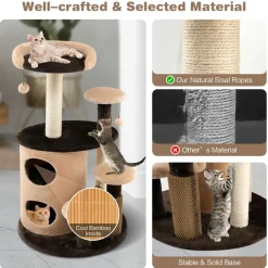 Tangkula Cat Tree for Indoor Cats, 40 Inch Multi-Level Cat Tower with Scratching Posts