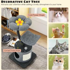 Tangkula Cat Tree for Indoor Cats, 35 Inch Small Cat Tower with Curved Metal Supporting Frame