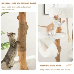 Tangkula Cat Tree for Indoor Cats, Solid Wood Modern Cat Tower with Cozy Top Perch