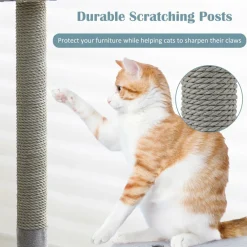 Tangkula Cat Tree for Indoor Cats, 42 Inch Cute Cat Tower with Curved Metal Supporting Frame