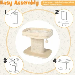 Tangkula Cat Tree for Indoor Cats, 2-Tier Cat Tower with Top Perch & Sisal Scratching Panel & Jingling Fur Ball Toy