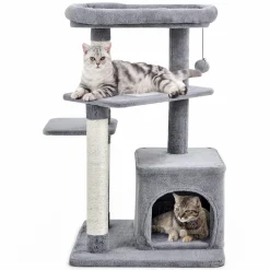 Tangkula Cat Tree for Indoor Cats, 33.5 inch Multi-Level Cat Tower W/Scratching Posts