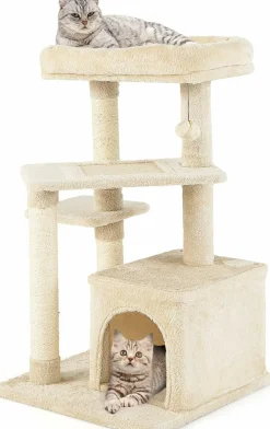 Tangkula Cat Tree for Indoor Cats, 33.5 inch Multi-Level Cat Tower W/Scratching Posts