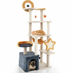 Tangkula Cat Tree Tower, 63 Inch Multi-Level Cat Tower with Cat Condo