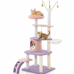 Tangkula Cat Tree Tower, 62 Inch Multi-Level Cat Tower with Cat Condo