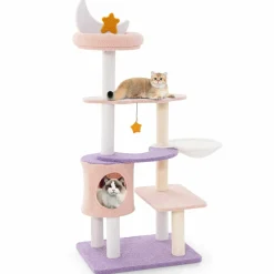 Tangkula Cat Tree Tower, 55 Inch Multi-level Cat Tower with Cat Condo, Sisal Scratching Posts