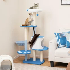Tangkula Cat Tree Tower, 54 Inch Tall Cat Tree with Cat Condo, Hammock, Dangling Ball