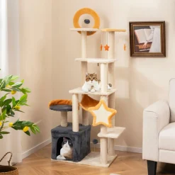 Tangkula Cat Tree Tower, 63 Inch Multi-Level Cat Tower with Cat Condo