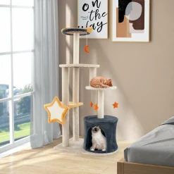Tangkula Cat Tree Tower, 50 Inch Multi-Level Cat Tower with Cat Condo