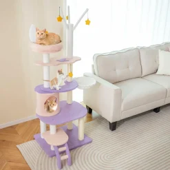 Tangkula Cat Tree Tower, 62 Inch Multi-Level Cat Tower with Cat Condo
