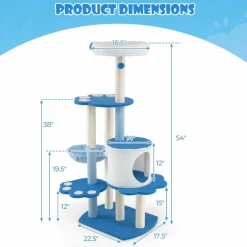 Tangkula Cat Tree Tower, 54 Inch Tall Cat Tree with Cat Condo, Hammock, Dangling Ball