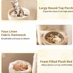 Tangkula Cat Tree Tower, 61 Inch Multi-level Tall Cat Tower with 2-Story Cat Condo, Top Perch, Sisal Scratching Posts & Carpet