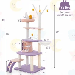 Tangkula Cat Tree Tower, 62 Inch Multi-Level Cat Tower with Cat Condo