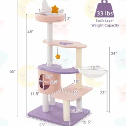 Tangkula Cat Tree Tower, 55 Inch Multi-level Cat Tower with Cat Condo, Sisal Scratching Posts