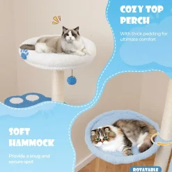 Tangkula Cat Tree Tower, 54 Inch Tall Cat Tree with Cat Condo, Hammock, Dangling Ball