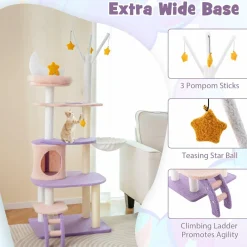 Tangkula Cat Tree Tower, 62 Inch Multi-Level Cat Tower with Cat Condo