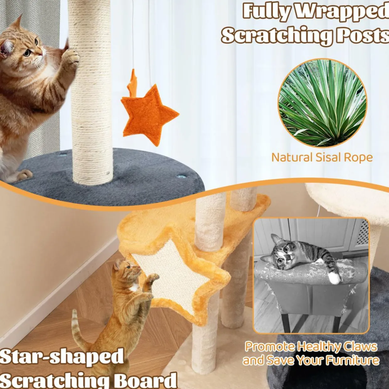 Tangkula Cat Tree Tower, 50 Inch Multi-Level Cat Tower with Cat Condo