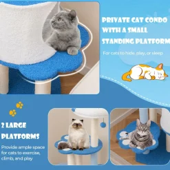 Tangkula Cat Tree Tower, 54 Inch Tall Cat Tree with Cat Condo, Hammock, Dangling Ball