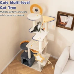 Tangkula Cat Tree Tower, 63 Inch Multi-Level Cat Tower with Cat Condo