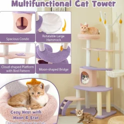 Tangkula Cat Tree Tower, 62 Inch Multi-Level Cat Tower with Cat Condo