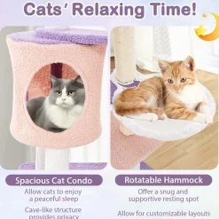 Tangkula Cat Tree Tower, 55 Inch Multi-level Cat Tower with Cat Condo, Sisal Scratching Posts