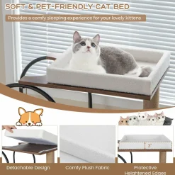 Tangkula Cat Tree Tower, 47 Inch Modern Cat Tree with Metal Frame, Top Perch Cat Bed