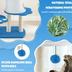 Tangkula Cat Tree Tower, 54 Inch Tall Cat Tree with Cat Condo, Hammock, Dangling Ball