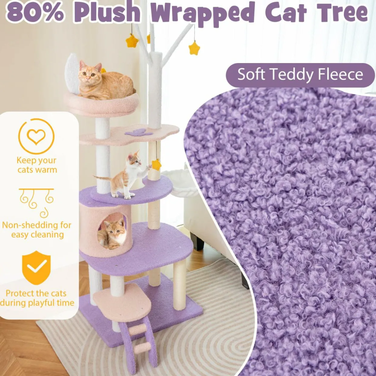 Tangkula Cat Tree Tower, 62 Inch Multi-Level Cat Tower with Cat Condo