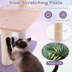 Tangkula Cat Tree Tower, 55 Inch Multi-level Cat Tower with Cat Condo, Sisal Scratching Posts
