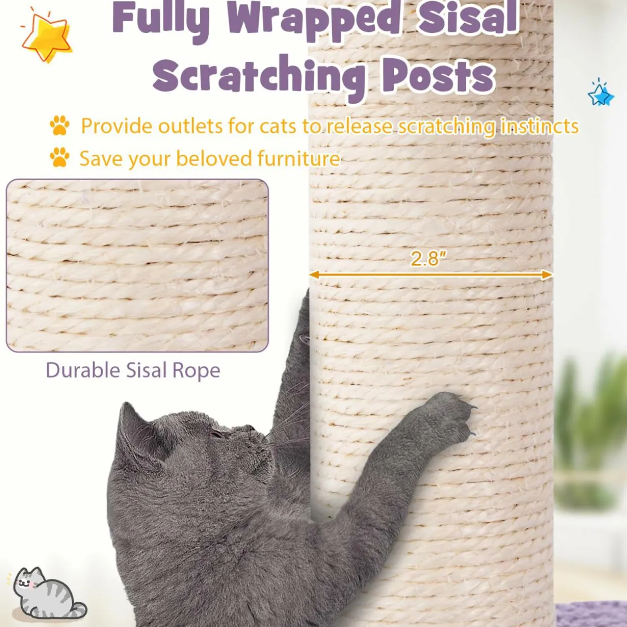 Tangkula Cat Tree Tower, 62 Inch Multi-Level Cat Tower with Cat Condo