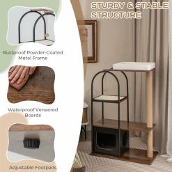 Tangkula Cat Tree Tower, 47 Inch Modern Cat Tree with Metal Frame, Top Perch Cat Bed