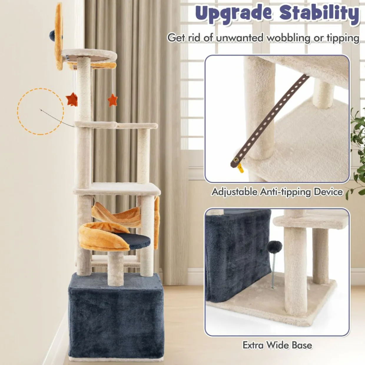 Tangkula Cat Tree Tower, 63 Inch Multi-Level Cat Tower with Cat Condo
