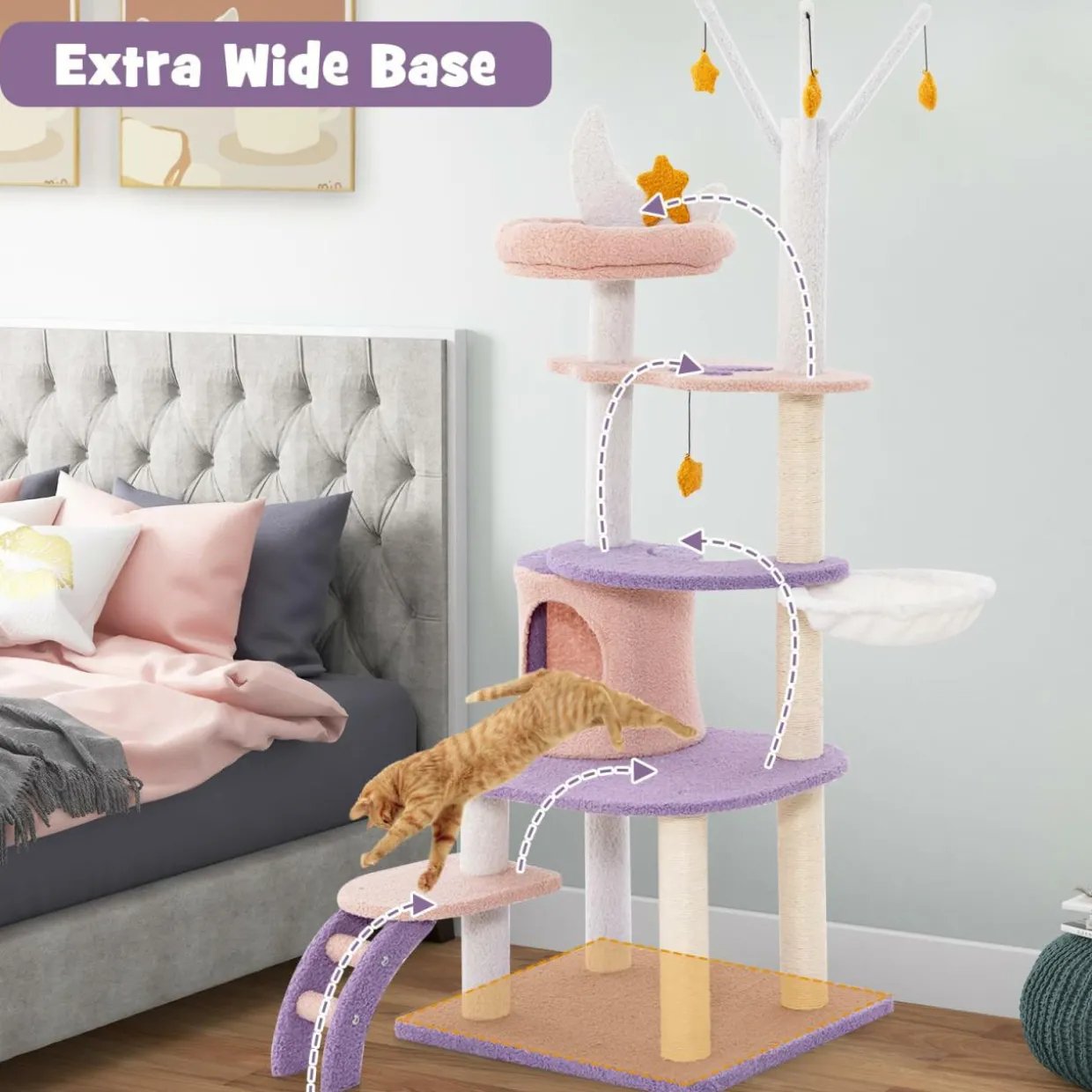 Tangkula Cat Tree Tower, 62 Inch Multi-Level Cat Tower with Cat Condo