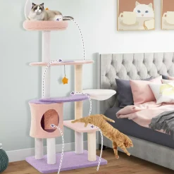 Tangkula Cat Tree Tower, 55 Inch Multi-level Cat Tower with Cat Condo, Sisal Scratching Posts