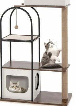 Tangkula Cat Tree Tower, 47 Inch Modern Cat Tree with Metal Frame, Top Perch Cat Bed
