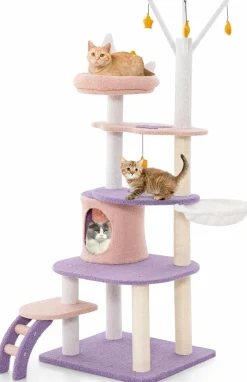 Tangkula Cat Tree Tower, 55 Inch Multi-level Cat Tower with Cat Condo, Sisal Scratching Posts
