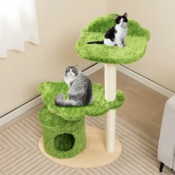 Tangkula Cat Tree Tower, Multi-Level Modern Wood Cat Tower, 38"