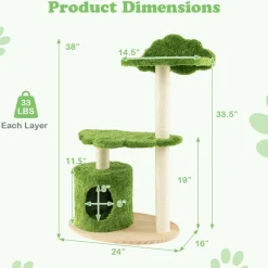 Tangkula Cat Tree Tower, Multi-Level Modern Wood Cat Tower, 38