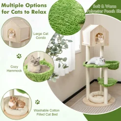 Tangkula Cat Tree Tower, Multi-Level Modern Wood Cat Tower with Sisal Scratching Posts