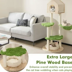 Tangkula Cat Tree Tower, Multi-Level Modern Wood Cat Tower with Sisal Scratching Posts
