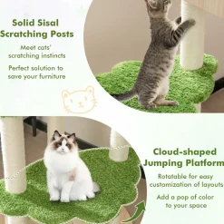 Tangkula Cat Tree Tower, Multi-Level Modern Wood Cat Tower with Sisal Scratching Posts