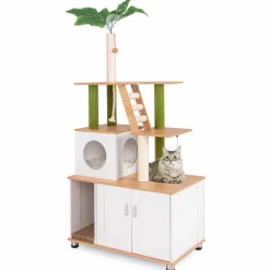 Tangkula Cat Tree with Litter Box Enclosure, 2-in-1 Cat Tower with Condo