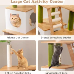 Tangkula Cat Tree with Litter Box Enclosure, 2-in-1 Cat Tower with Condo